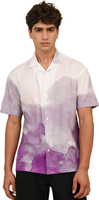 Art Reaalm Men Printed Casual White, Purple Shirt