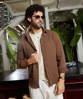CAMPUS SUTRA Men Striped Casual Brown Shirt