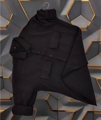 SHFASHION Men Solid Casual Black Shirt