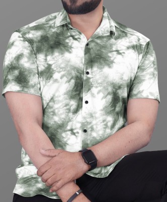 Santos Creation Men Printed Casual Green, White Shirt