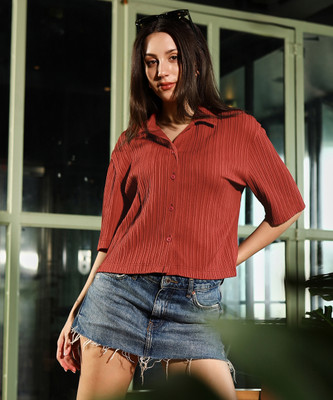 Pinacolada Women Solid Casual Red Shirt