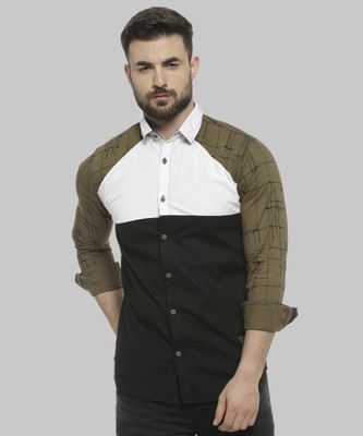 CAMPUS SUTRA Men Checkered Casual Black, Dark Green, White Shirt