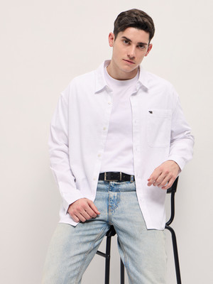 THE BEAR HOUSE Men Self Design Casual White Shirt