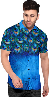 WD Wedex Men Self Design Casual Dark Blue Shirt