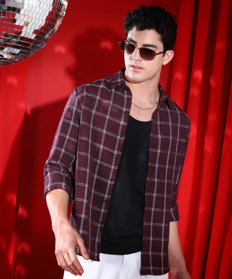 CAMPUS SUTRA Men Checkered Casual Red Shirt