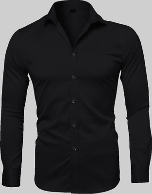 UV FASHION Men Solid Casual Black Shirt