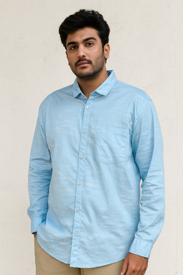 singh Men Animal Print Formal Blue Shirt