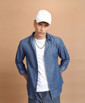 HIGHLANDER Men Printed Casual Blue, White Shirt