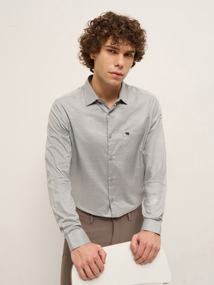 THE BEAR HOUSE Men Printed Formal Grey Shirt