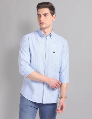 AD by Arvind Men Striped Casual Light Blue, White Shirt