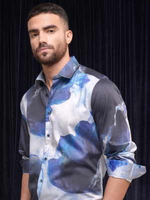 LOCOMOTIVE Men Printed Casual Blue Shirt