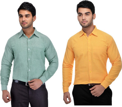 DESHBANDHU KHADI Men Solid Formal Multicolor Shirt(Pack of 2)