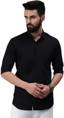 UWR Men Solid Casual Black Shirt