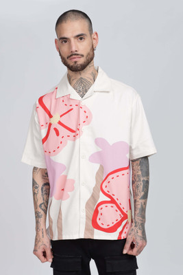 Eszett Men Printed Casual White Shirt