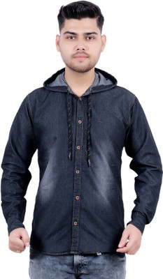 M'COT Men Washed Casual Black Shirt