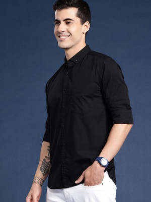 Mast & Harbour Men Solid Casual Black Shirt