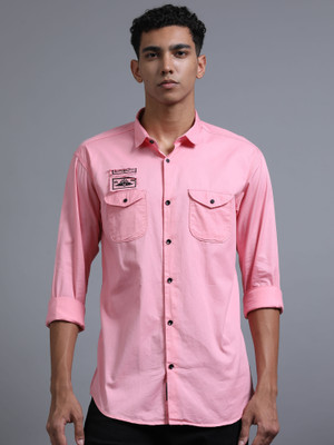 MILLIONCOLORS Men Solid Casual Pink Shirt