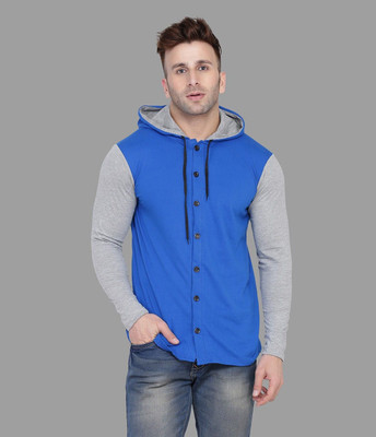 tfurnish Men Solid Casual Blue, Grey Shirt