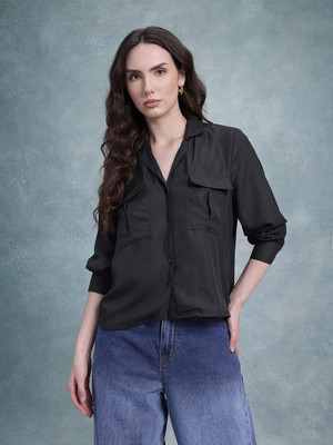 Roadster Women Solid Casual Black Shirt