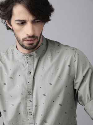 Roadster Men Printed Casual Grey Shirt