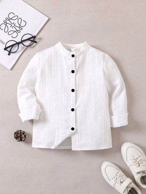 ESTHERCHARM Boys Striped Casual White Shirt