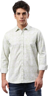 Klub Fox Men Solid, Printed Casual Green Shirt