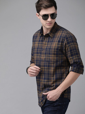Roadster Men Checkered Casual Dark Green Shirt