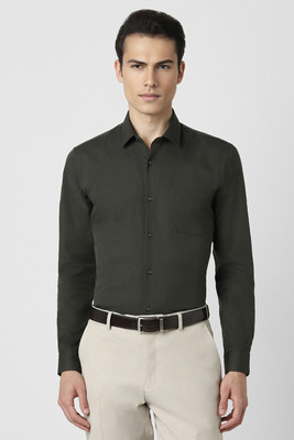 PETER ENGLAND Men Striped Formal Green Shirt