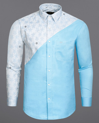 french crown Men Printed Casual Blue Shirt
