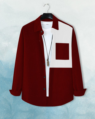METRONAUT Men Solid Casual Maroon Shirt