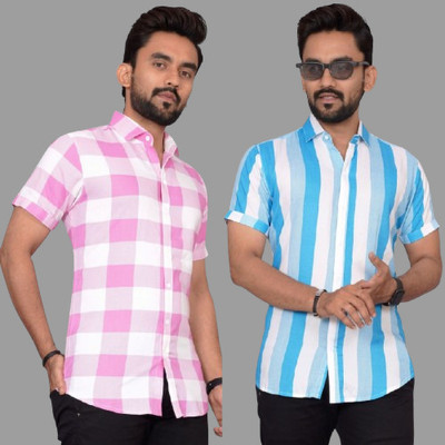 METRONAUT Men Checkered Casual Multicolor Shirt(Pack of 2)