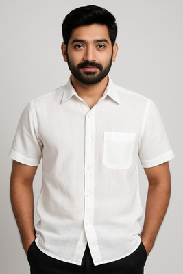MSF Men Solid Formal White Shirt