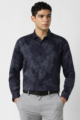 VAN HEUSEN Men Self Design Party Dark Blue Shirt