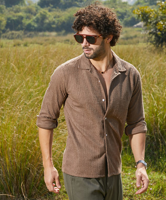 CAMPUS SUTRA Men Printed Casual Brown Shirt