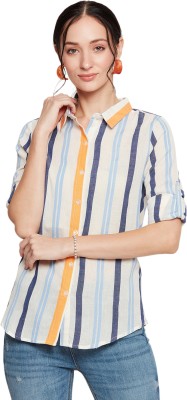 TUFAFI Women Striped Casual Multicolor Shirt