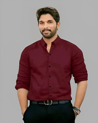 AITAVIKOVERSEAS Men Solid Casual Maroon Shirt