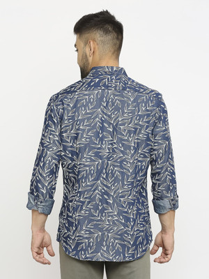 BASICS Men Printed Casual Dark Blue Shirt