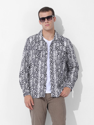 The Indian Garage Co. Men Printed Casual Cream Shirt