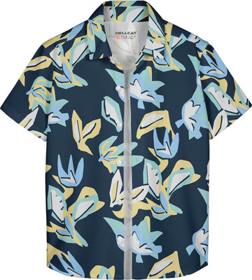 Hellcat Boys Printed Casual Blue Shirt
