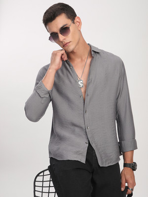 VASTRADO Men Solid Casual Grey Shirt