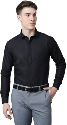 Anu Men Solid Formal Black Shirt