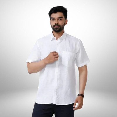 trendfeverstore Men Solid Casual White Shirt