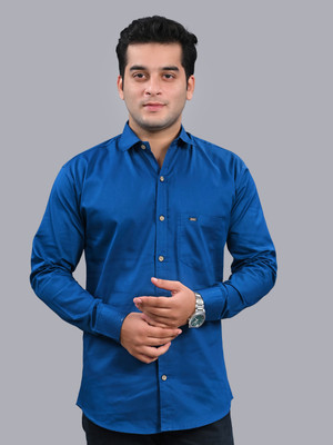 ZEE GOLD Men Solid Casual Blue Shirt