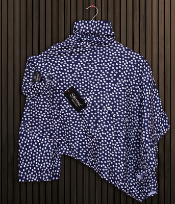 MahakaalJAN Men Printed Formal Blue, White Shirt