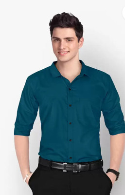 Bherunath Creation Men Solid Casual Dark Blue Shirt