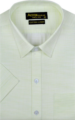 ACCOX Men Solid, Self Design Formal Light Green Shirt
