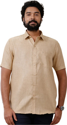 Ramraj Cotton Men Checkered, Solid Casual Brown Shirt