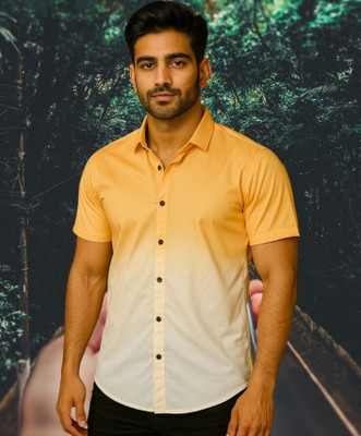 Mahek Fashion Men Dyed/Ombre Casual Yellow Shirt