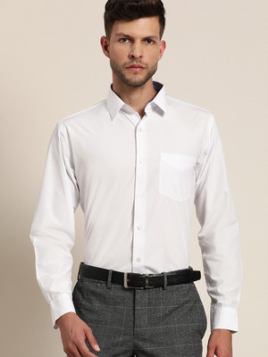 Hancock Men Solid Formal White Shirt