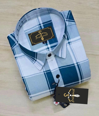 Zoitgiest Men Checkered Casual Blue, White Shirt